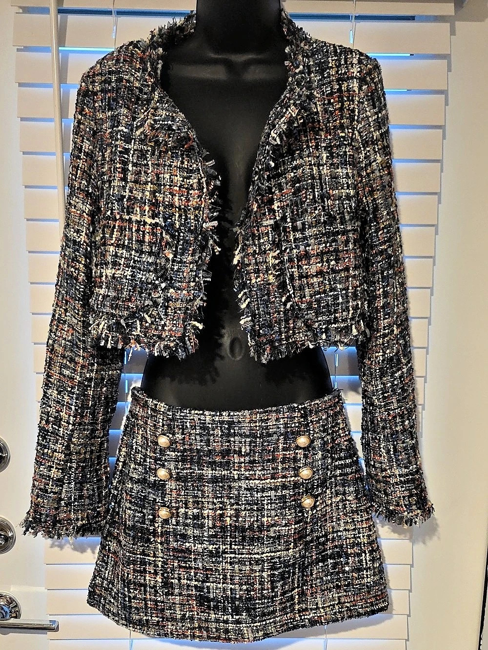 Fashion Nova Not Sure About You Jacket & Karina High Rise Skirt Set Skirt Set